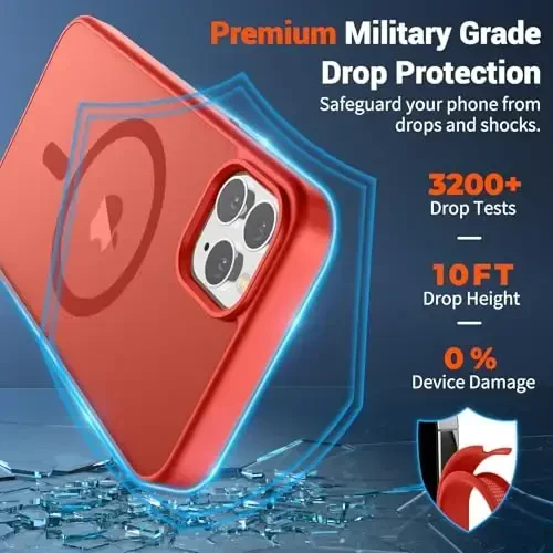 SUPFINE Magnetic for iPhone 11 Pro Max Case (MagSafe bilan mos) (Harbiy darajadagi tushishdan himoya) Yupqa shaffof matli zarbga chidamli barmoq izlariga qarshi telefon qutisi, qizil - 3