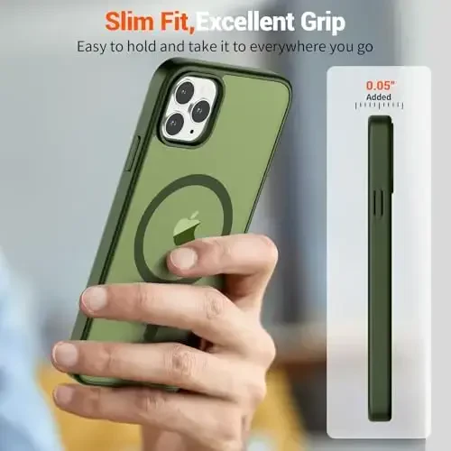 SUPFINE Magnetic for iPhone 11 Pro Max Case (MagSafe bilan mos) (Harbiy darajadagi tushishdan himoya) Yupqa yarim shaffof mat zarbga chidamli barmoq izlariga qarshi telefon qutisi, Cangling Green - 7