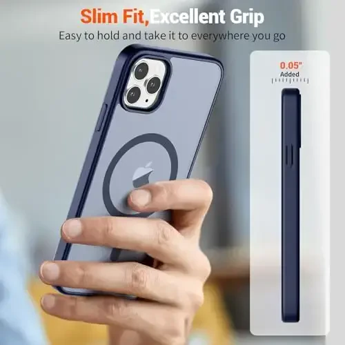 SUPFINE Magnetic for iPhone 11 Pro Max Case (MagSafe bilan mos keladi) (Harbiy darajadagi tushishdan himoya) Shaffof matli zarbga chidamli telefon qutisi, to'q ko'k - 7