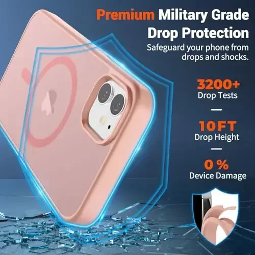 SUPFINE Magnetic for iPhone 12 Case/iPhone 12 Pro Case (Compatible with MagSafe) (Military Grade Drop Protection) Slim Translucent Matte Shockproof with Anti-Fingerprint Phone Case,Pink - 3