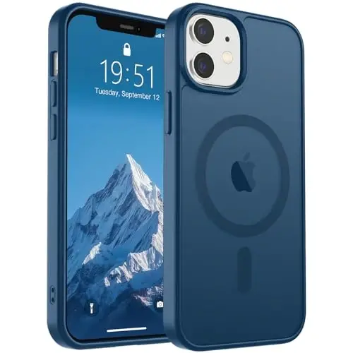 SUPFINE Magnetic for iPhone 12 Case/iPhone 12 Pro Case (Compatible with MagSafe)(Military Grade Drop Protection) Slim Translucent Matte Shockproof with Anti-Fingerprint Phone Case,Deep Blue 
