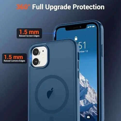 SUPFINE Magnetic for iPhone 12 Case/iPhone 12 Pro Case (Compatible with MagSafe)(Military Grade Drop Protection) Slim Translucent Matte Shockproof with Anti-Fingerprint Phone Case,Deep Blue - 3