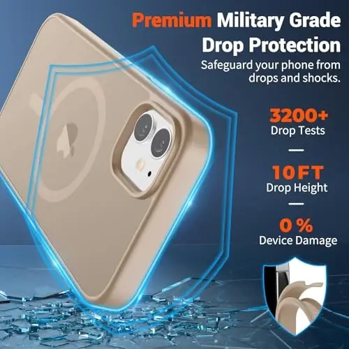 SUPFINE Magnetic for iPhone 12 Case/iPhone 12 Pro Case (Compatible with MagSafe)(Military Grade Drop Protection) Slim Translucent Matte with Anti-Fingerprint Phone Case,Desert Gold - SUPFINE (1)