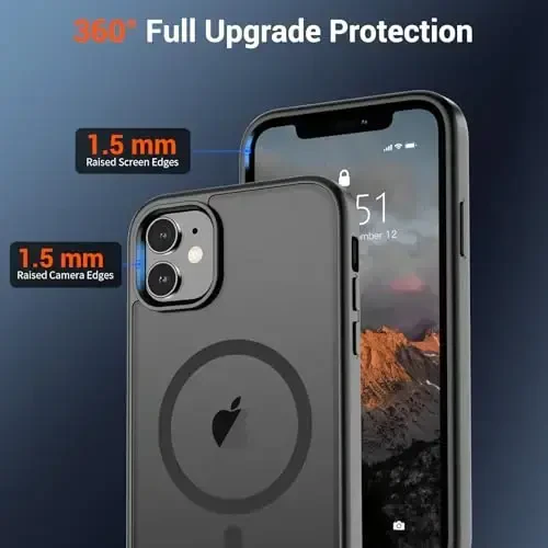 SUPFINE Magnetic for iPhone 12 Case/iPhone 12 Pro Case (Compatible with MagSafe)(Military Grade Drop Protection) Translucent Matte Shockproof Phone Cover,Black - 4