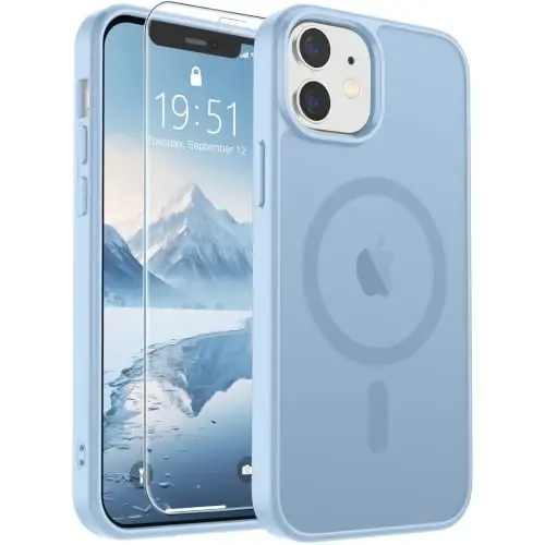 SUPFINE Magnetic for iPhone 12 Case/iPhone 12 Pro Case Glacier Blue | With Screen Protector, Translucent Matte, Compatible with MagSafe, Military Grade Drop Proof, Rugged Shockproof Protective - 1