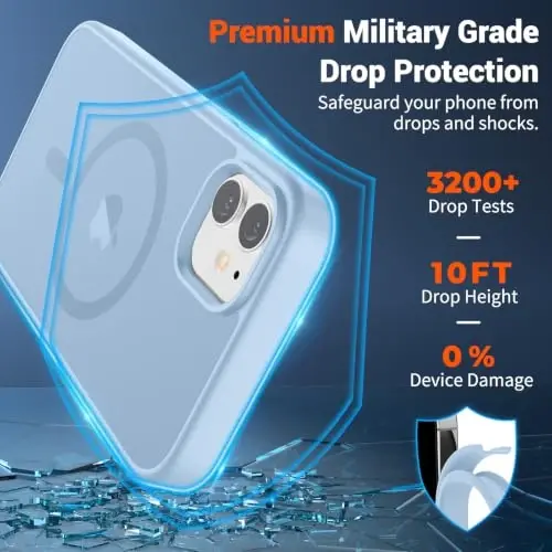 SUPFINE Magnetic for iPhone 12 Case/iPhone 12 Pro Case Glacier Blue | With Screen Protector, Translucent Matte, Compatible with MagSafe, Military Grade Drop Proof, Rugged Shockproof Protective - 3