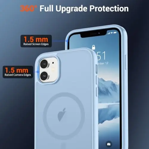 SUPFINE Magnetic for iPhone 12 Case/iPhone 12 Pro Case Glacier Blue | With Screen Protector, Translucent Matte, Compatible with MagSafe, Military Grade Drop Proof, Rugged Shockproof Protective - 4