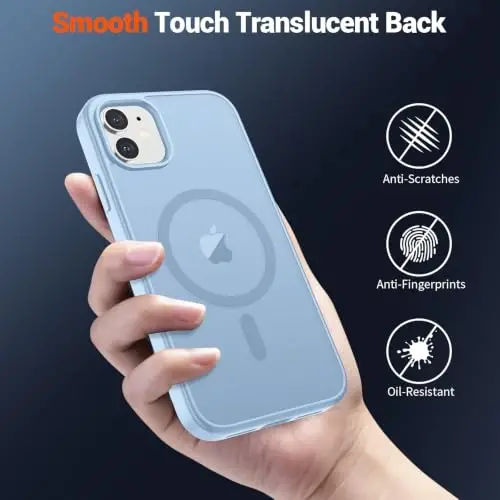 SUPFINE Magnetic for iPhone 12 Case/iPhone 12 Pro Case Glacier Blue | With Screen Protector, Translucent Matte, Compatible with MagSafe, Military Grade Drop Proof, Rugged Shockproof Protective - 6