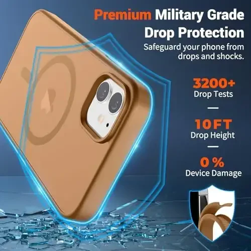 SUPFINE Magnetic for iPhone 12 Case/iPhone 12 Pro Case (MagSafe bilan mos keladi)(Harbiy darajadagi tushishdan himoya) Yupqa yarim shaffof mat Shokka chidamli barmoq izlariga qarshi telefon qutisi, jigarrang - 3