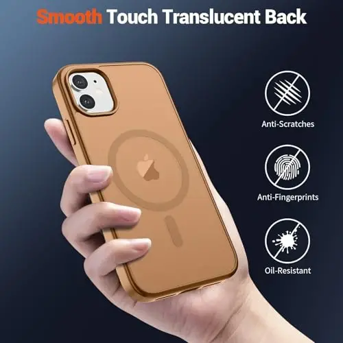 SUPFINE Magnetic for iPhone 12 Case/iPhone 12 Pro Case (MagSafe bilan mos keladi)(Harbiy darajadagi tushishdan himoya) Yupqa yarim shaffof mat Shokka chidamli barmoq izlariga qarshi telefon qutisi, jigarrang - 5