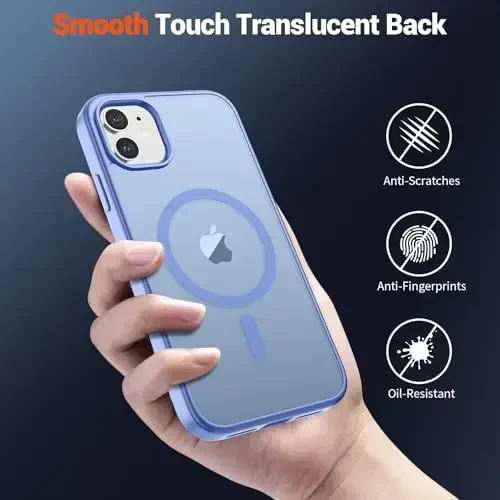 SUPFINE Magnetic for iPhone 12 Case/iPhone 12 Pro Case (MagSafe bilan mos keladi)(Harbiy darajadagi tushishdan himoya) Yupqa yarim shaffof mat zarbga chidamli barmoq izlariga qarshi telefon qutisi, Moviy Binafsha - 6