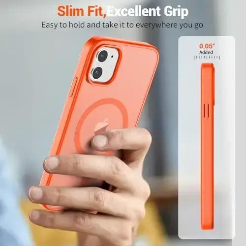 SUPFINE Magnetic for iPhone 12 Case/iPhone 12 Pro Case (MagSafe bilan mos)(10 FT Harbiy darajadagi tushishdan himoya) Yupqa yarim shaffof mat zarbga chidamli barmoq izlariga qarshi telefon g'ilofi, apelsin - 7