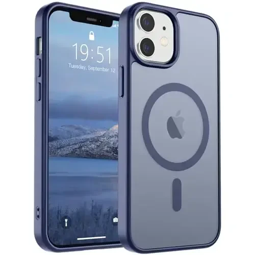 SUPFINE Magnetic for iPhone 12 Case/iPhone 12 Pro Case (MagSafe bilan mos)(Harbiy darajadagi tushishdan himoya) Yupqa yarim shaffof mato zarbga chidamli barmoq izlariga qarshi telefon qutisi, Lavanda kulrang 