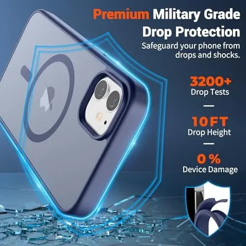 SUPFINE Magnetic for iPhone 12 Case/iPhone 12 Pro Case (MagSafe bilan mos)(Harbiy darajadagi tushishdan himoya) Yupqa yarim shaffof mato zarbga chidamli barmoq izlariga qarshi telefon qutisi, Lavanda kulrang - SUPFINE (1)