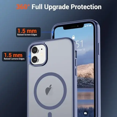 SUPFINE Magnetic for iPhone 12 Mini Case & iPhone 13 Mini Case (Compatible with MagSafe) (Military Grade Drop Protection) Slim Translucent Matte Shockproof Phone Cover,Lavender Gray - 4