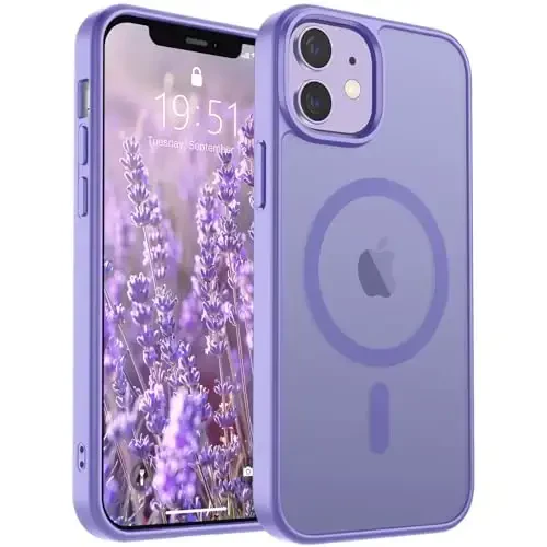 SUPFINE Magnetic for iPhone 12 Mini Case & iPhone 13 Mini Case (MagSafe bilan mos) (Harbiy darajadagi tushishdan himoya) Yupqa shaffof mat zarbga chidamli telefon qopqog'i, binafsha - 1