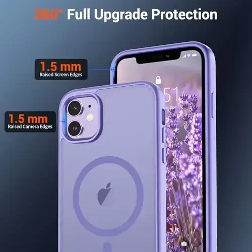 SUPFINE Magnetic for iPhone 12 Mini Case & iPhone 13 Mini Case (MagSafe bilan mos) (Harbiy darajadagi tushishdan himoya) Yupqa shaffof mat zarbga chidamli telefon qopqog'i, binafsha - 4