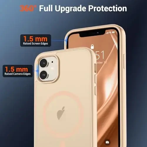 SUPFINE Magnetic for iPhone 12 Mini Case & iPhone 13 Mini Case (MagSafe bilan mos) (Harbiy darajadagi tushishdan himoya) Yupqa yarim shaffof mat zarbga chidamli telefon qopqog'i, Sand Pink - 4