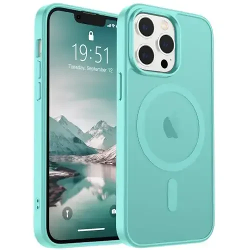 SUPFINE Magnetic for iPhone 12 Pro Max Case (Compatible with MagSafe) (Military Grade Drop Protection) Slim Translucent Matte Shockproof with Anti-Fingerprint Phone Case,Blue Green 