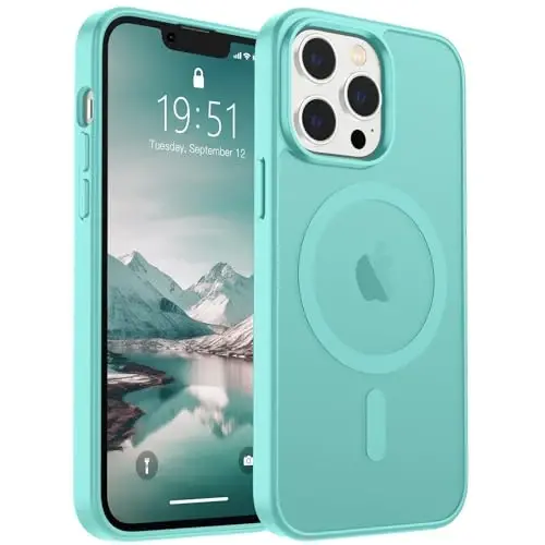 SUPFINE Magnetic for iPhone 12 Pro Max Case (Compatible with MagSafe) (Military Grade Drop Protection) Slim Translucent Matte Shockproof with Anti-Fingerprint Phone Case,Blue Green 
