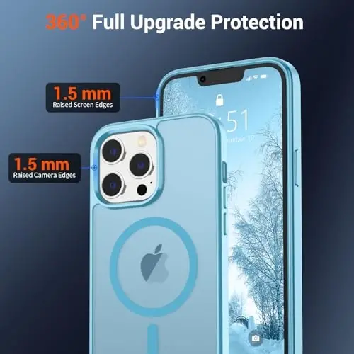 SUPFINE Magnetic for iPhone 12 Pro Max Case (Compatible with MagSafe) (Military Grade Drop Protection) Slim Translucent Matte Shockproof with Anti-Fingerprint Phone Case,Light Blue - 4