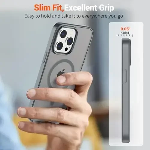 SUPFINE Magnetic for iPhone 12 Pro Max Case (MagSafe bilan mos) (Harbiy darajadagi tushishdan himoya) Yengil o'tkazuvchan matli zarbga chidamli barmoq izlariga qarshi telefon qutisi, kulrang - 7