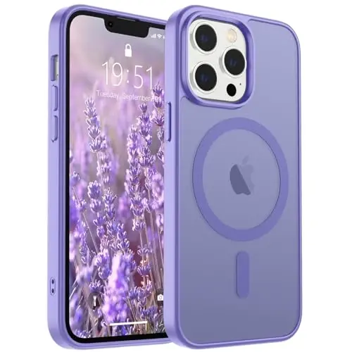 SUPFINE Magnetic for iPhone 12 Pro Max Case (MagSafe bilan mos) (Harbiy darajadagi tushishdan himoya) Yupqa shaffof matli zarbga chidamli barmoq izlariga qarshi telefon qutisi, binafsha 