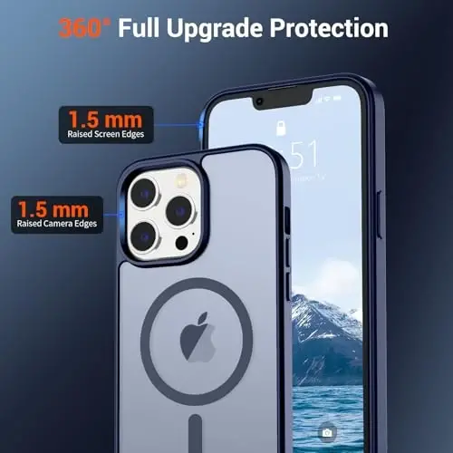 SUPFINE Magnetic for iPhone 12 Pro Max Case (MagSafe bilan mos keladi) (10 FT Harbiy darajadagi tushishdan himoya) Yupqa yarim shaffof mat zarbga qarshi barmoq izlariga qarshi telefon qutisi, to'q ko'k - 4