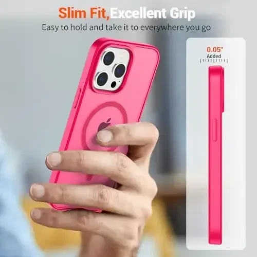 SUPFINE Magnetic for iPhone 12 Pro Max Case (MagSafe bilan mos keladi) (Harbiy darajadagi tushishdan himoya) Yengil shaffof matli zarbga chidamli barmoq izlariga qarshi telefon qutisi, Hot Pink - 7