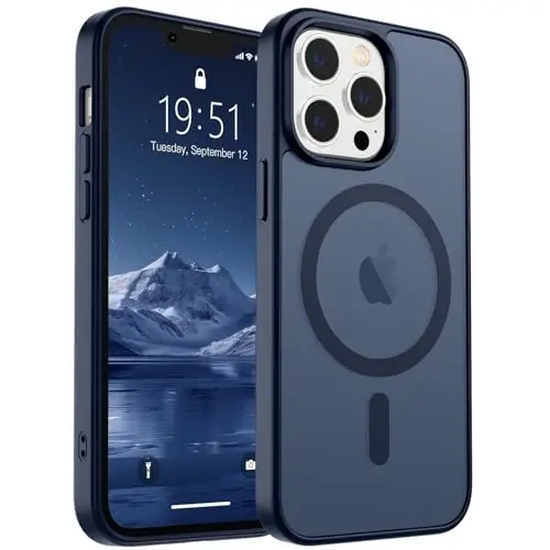 SUPFINE Magnetic for iPhone 12 Pro Max Case (Compatible with MagSafe) (Military Grade Drop Protection) Translucent Matte Shockproof Phone Cover,Dark Blue 