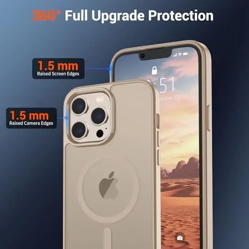 SUPFINE Magnetic for iPhone 12 Pro Max Case(MagSafe bilan mos)(Harbiy darajadagi tushishdan himoya) Yupqa shaffof matli zarbga chidamli barmoq izlariga qarshi telefon qutisi, Sahro Oltini - 3