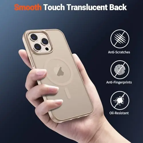 SUPFINE Magnetic for iPhone 12 Pro Max Case(MagSafe bilan mos)(Harbiy darajadagi tushishdan himoya) Yupqa shaffof matli zarbga chidamli barmoq izlariga qarshi telefon qutisi, Sahro Oltini - 5