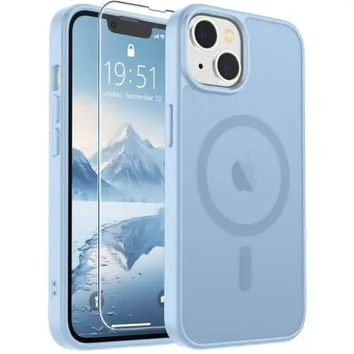 SUPFINE Magnetic for iPhone 13 Case/iPhone 14 Case Glacier Blue | With Screen Protector, Translucent Matte, Compatible with MagSafe, Military Grade Drop Proof, Rugged Shockproof Protective - 1
