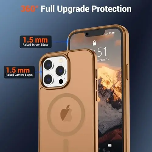 SUPFINE Magnetic for iPhone 13 Pro Case (Compatible with MagSafe) (Military Grade Drop Protection) Slim Translucent Matte Shockproof with Anti-Fingerprint Phone Case,Brown - 4