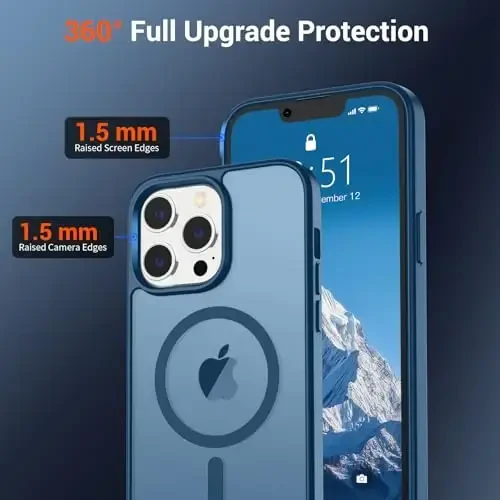 SUPFINE Magnetic for iPhone 13 Pro Case (Compatible with MagSafe) (Military Grade Drop Protection) Slim Translucent Matte Shockproof with Anti-Fingerprint Phone Case,Deep Blue - 4