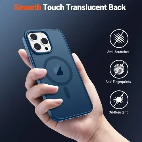 SUPFINE Magnetic for iPhone 13 Pro Case (Compatible with MagSafe) (Military Grade Drop Protection) Slim Translucent Matte Shockproof with Anti-Fingerprint Phone Case,Deep Blue - 6