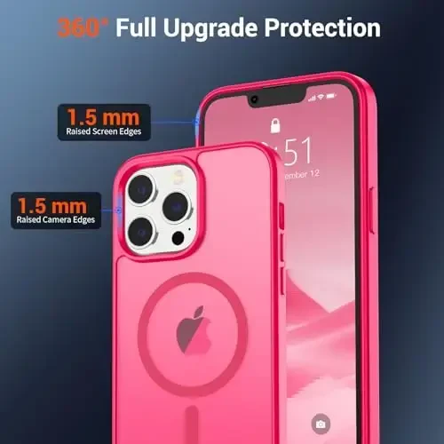 SUPFINE Magnetic for iPhone 13 Pro Case (Compatible with MagSafe) (Military Grade Drop Protection) Slim Translucent Matte Shockproof with Anti-Fingerprint Phone Case,Hot Pink - 4