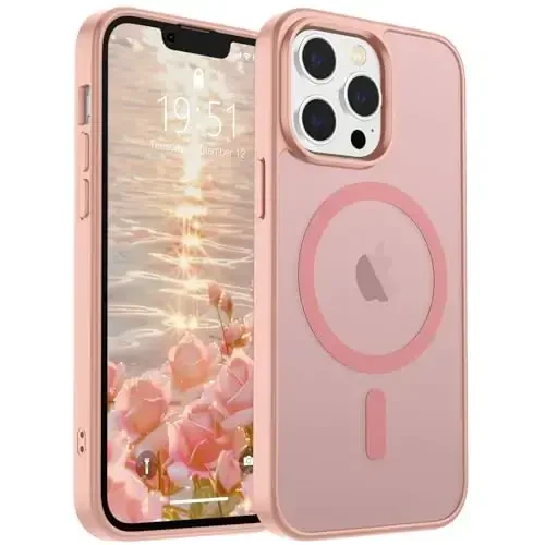SUPFINE Magnetic for iPhone 13 Pro Case (Compatible with MagSafe) (Military Grade Drop Protection) Translucent Matte Shockproof with Anti-Fingerprint Phone Case,Pink 