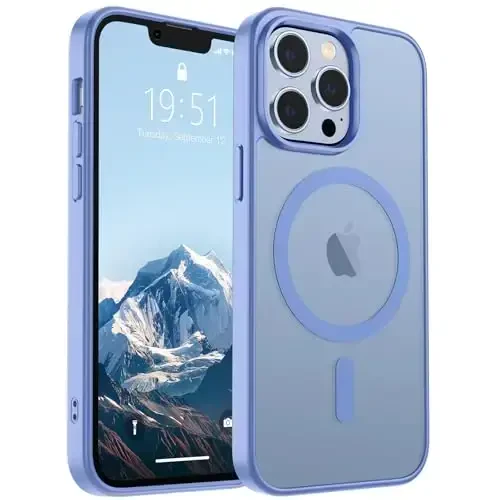 SUPFINE Magnetic for iPhone 13 Pro Case (MagSafe bilan mos) (Harbiy darajadagi tushishdan himoya) Yengil shaffof mat, barmoq izlariga qarshi telefon qutisi, ko'k binafsha - SUPFINE