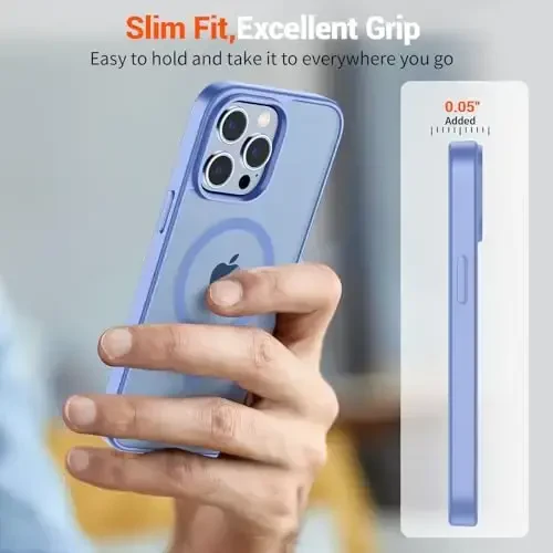 SUPFINE Magnetic for iPhone 13 Pro Case (MagSafe bilan mos) (Harbiy darajadagi tushishdan himoya) Yengil shaffof mat, barmoq izlariga qarshi telefon qutisi, ko'k binafsha - 7