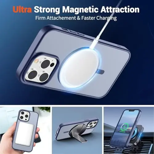 SUPFINE Magnetic for iPhone 13 Pro Max Case (Compatible with MagSafe) (Military Grade Drop Protection) Slim Translucent Matte Shockproof Phone Cover,Lavender Gray - 5