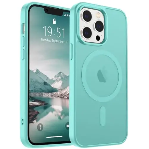 SUPFINE Magnetic for iPhone 13 Pro Max Case (Compatible with MagSafe) (Military Grade Drop Protection) Slim Translucent Matte Shockproof with Anti-Fingerprint Phone Case,Blue Green 