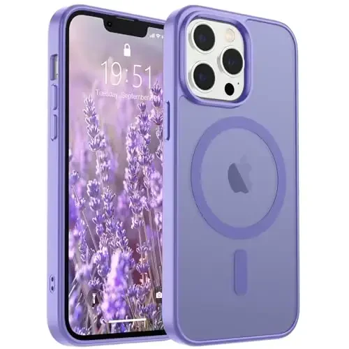 SUPFINE Magnetic for iPhone 13 Pro Max Case (Compatible with MagSafe) (Military Grade Drop Protection) Slim Translucent Matte Shockproof with Anti-Fingerprint Phone Case,Purple 
