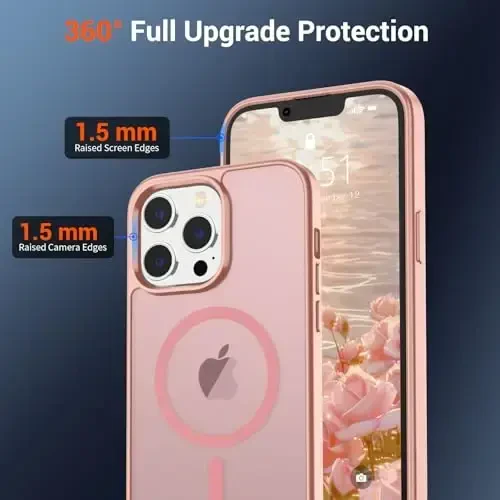 SUPFINE Magnetic for iPhone 13 Pro Max Case (MagSafe bilan mos) (Harbiy darajadagi tushishdan himoya) Yarim shaffof mat zarbga chidamli telefon qutisi, pushti - 4