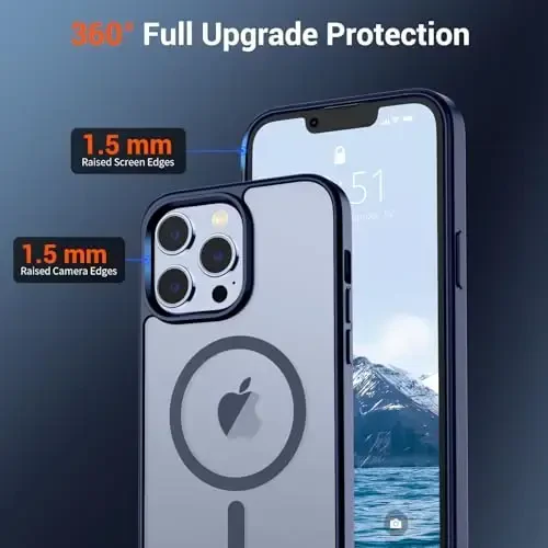 SUPFINE Magnetic for iPhone 13 Pro Max Case (MagSafe bilan mos keladi) (Harbiy darajadagi tushishdan himoya) Yarim shaffof mat zarbga chidamli telefon qutisi, to'q ko'k - 4