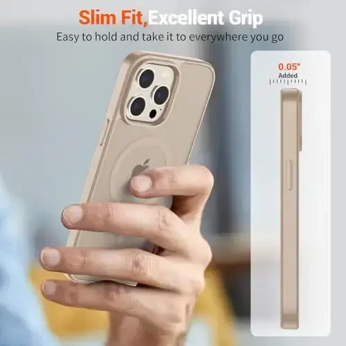 SUPFINE Magnetic for iPhone 13 Pro Max Case(Compatible with MagSafe)(Military Grade Drop Protection) Slim Translucent Matte Shockproof with Anti-Fingerprint Phone Case,Desert Gold - 7