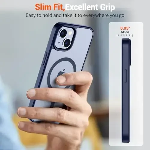 SUPFINE Magnetic for iPhone 14 Case & iPhone 13 Case (Compatible with MagSafe) (Military Grade Drop Protection) Slim Translucent Matte Shockproof Phone Cover,Navy Blue - 7