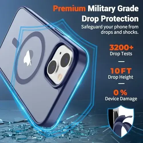 SUPFINE Magnetic for iPhone 14 Case & iPhone 13 Case (Compatible with MagSafe)(Military Grade Drop Protection) Slim Translucent Matte Shockproof Phone Cover,Lavender Gray - 3