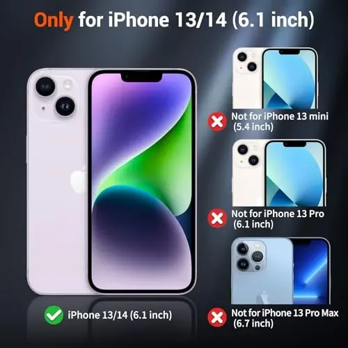 SUPFINE Magnetic for iPhone 14 Case & iPhone 13 Case (MagSafe bilan mos) (Harbiy darajadagi tushishdan himoya) Yupqa yarim shaffof mato zarbga chidamli telefon qopqog'i, to'q ko'k - 2