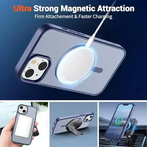 SUPFINE Magnetic for iPhone 14 Case & iPhone 13 Case (MagSafe bilan mos keladi)(Harbiy standartdagi zarbadan himoya) Yupqa yarim shaffof mat zarbga chidamli telefon qopqog'i, Lavanda kulrang - 5